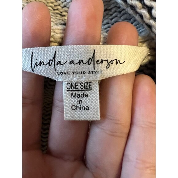 Linda Anderson Poncho Women's OS ‎ Striped Fringe Sweater Boho Western Aztec - Picture 3 of 10